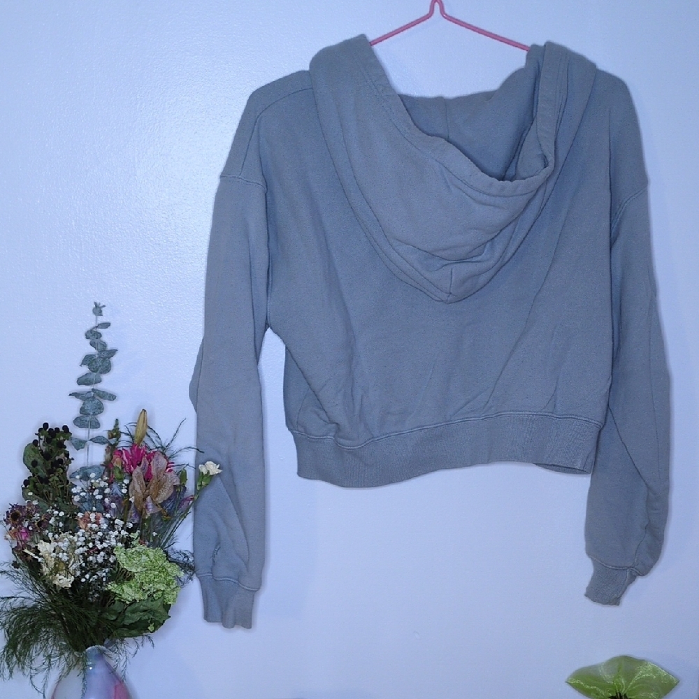 Aritzia Cozy Fleece Boxy Blue Gray Zip-Up Hoodie - Picture 4 of 4